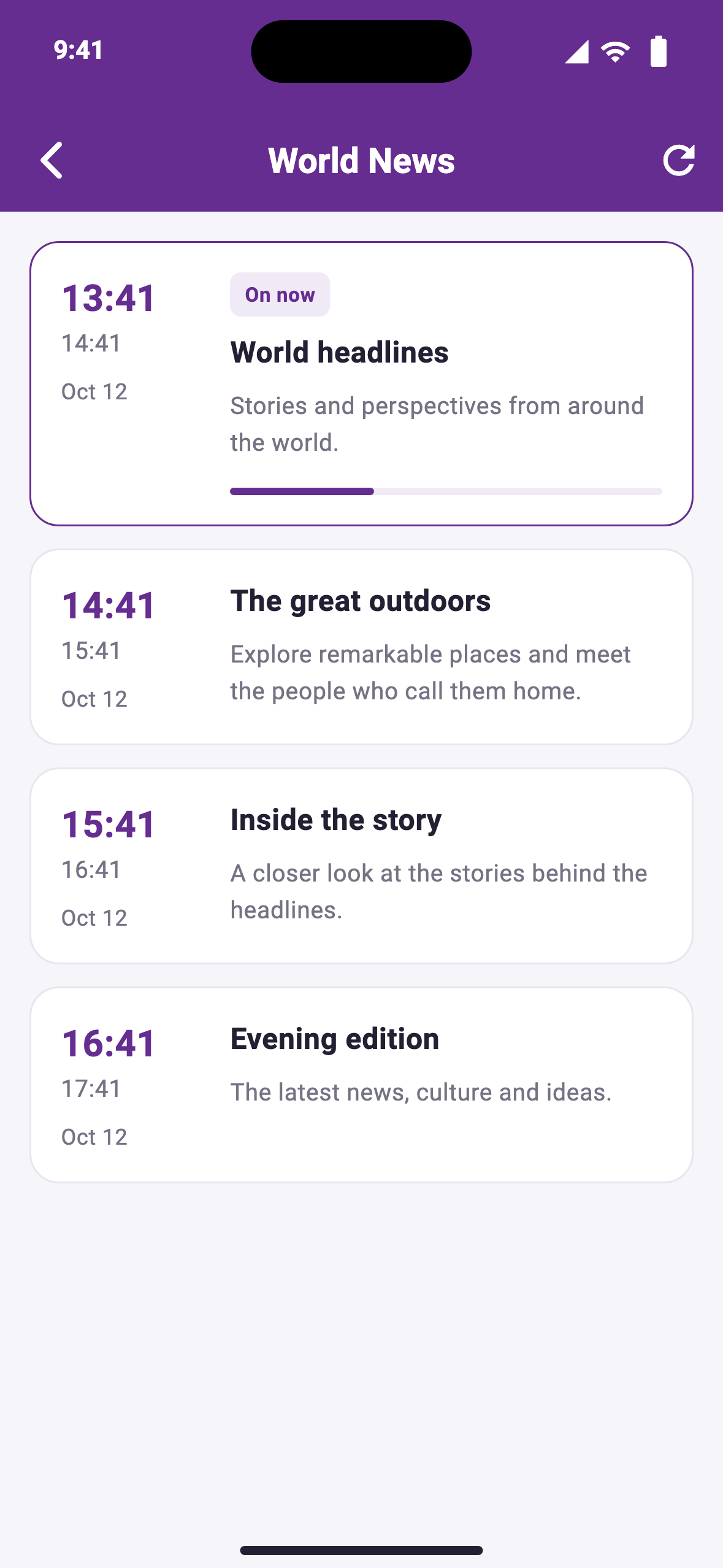 SageIPTV program guide with current and upcoming shows